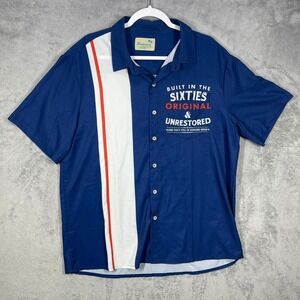 Royaura Button Down Shirt Mens L Blue Built In The Sixties Graphic Stripe
